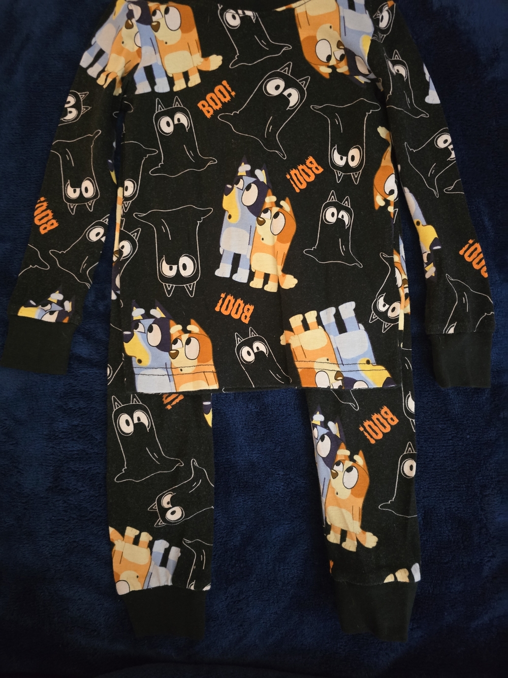 Kids Black Halloween Ghost & Puppy One-Piece Pajama Set